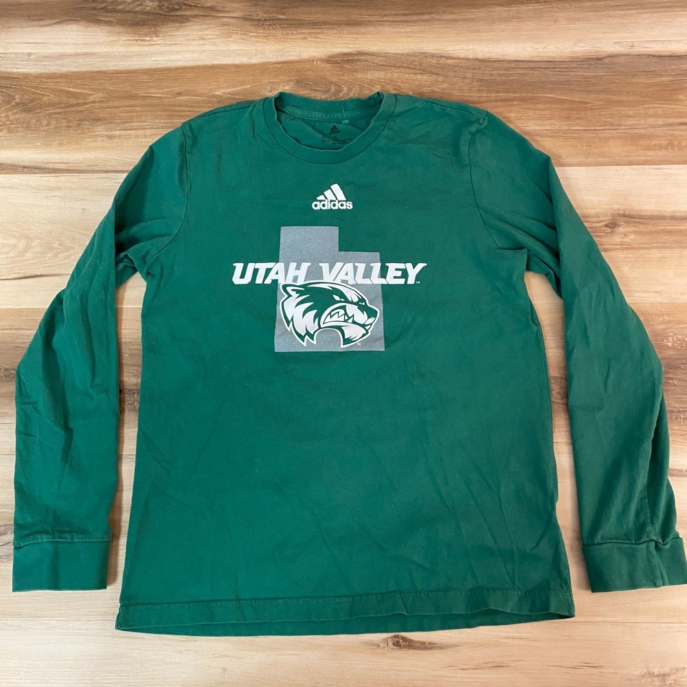 Adidas Utah Valley Wolverines Long Sleeve T Shirt Green Mens Size Small